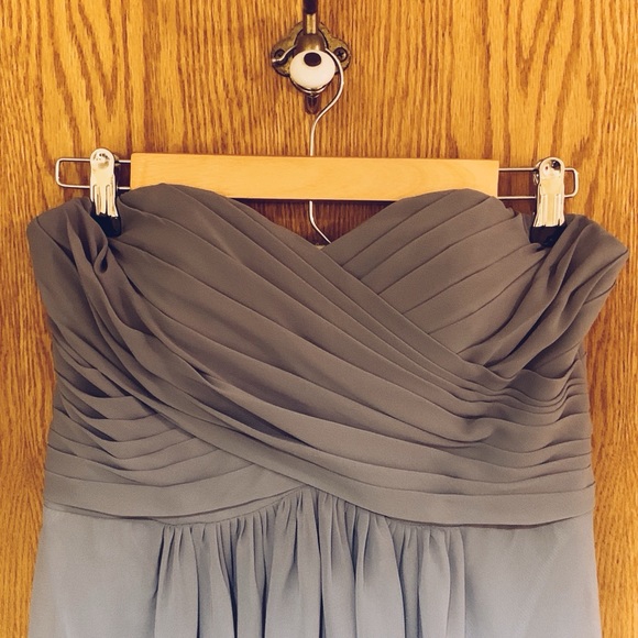 Full Length Chiffon Bridesmaid Dress in Dusty Blue - Picture 3 of 3